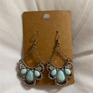Silver and Blue Teardrop Earrings